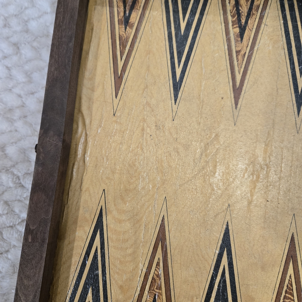 Vintage Wooden Checkers Backgammon Set Folding Board Games Rustic Decor. - Picture 8 of 16